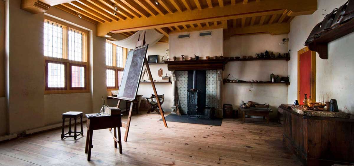 Rembrandt's studio with easel